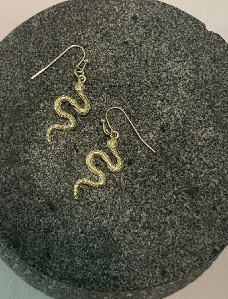 Shiny Gold Snake Earrings