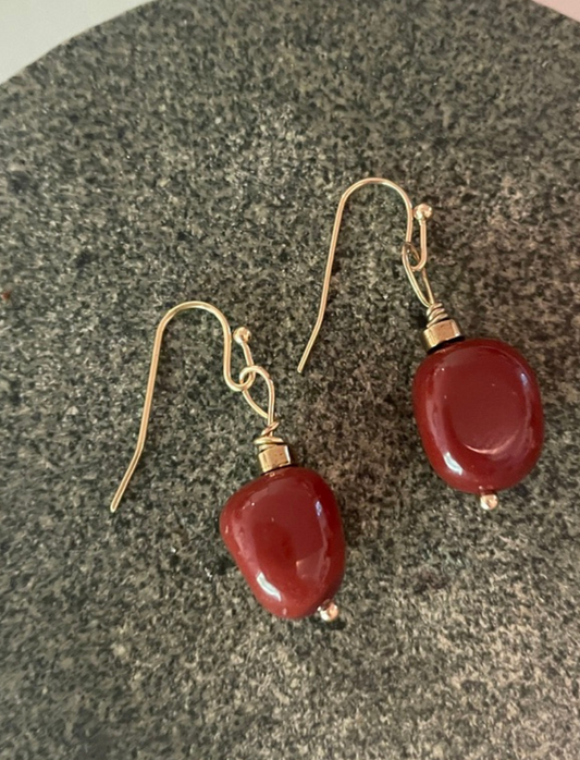 Garnet Jasper Drop Earrings